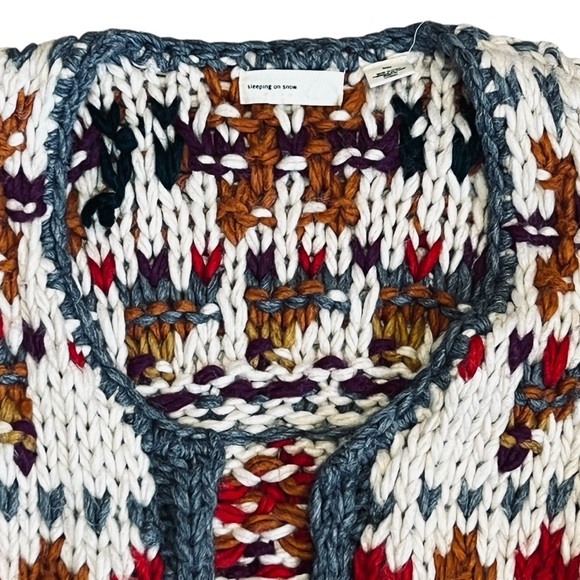Anthropologie Sleeping On Snow Women’s Sz M Long Knit Cardigan Sweater Nordic - Picture 7 of 12